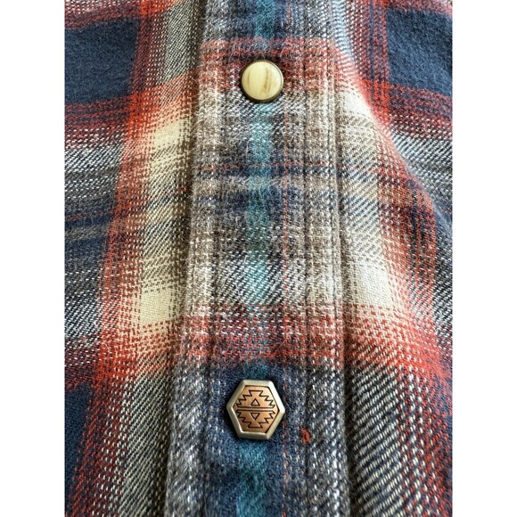 Ariat Herne Retro Fit Pearl Snap Button Flannel Shirt Mens Size XXL Blue Plaid - Picture 4 of 16